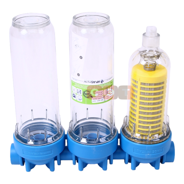 Тройная прозрачная колба 10" (Senior) с фильтром HYDRA DP DUO (SX, BX)  3/4"