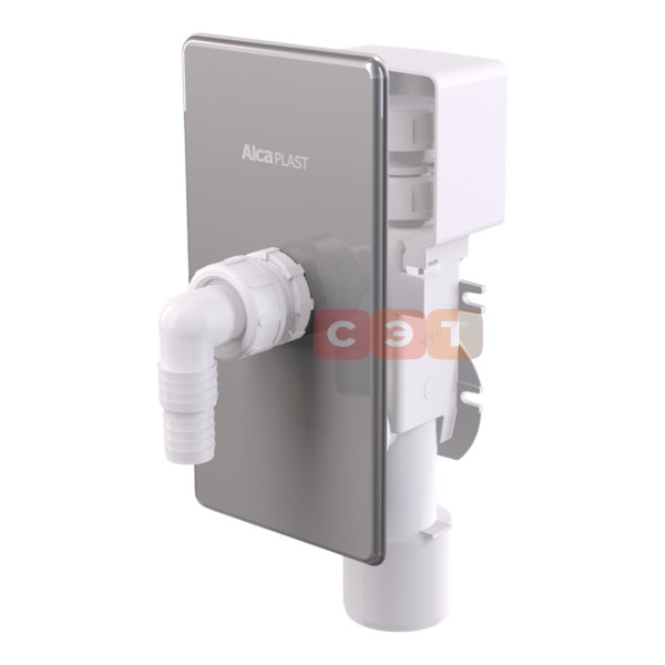 Сифон для стиральной машины, APS3P c клапаном разрыва струи под штукатурку, ХРОМ