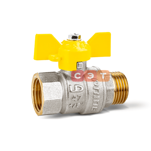 Кран шаровый газовый НР-ВР (бабочка) 1"  LD Pride