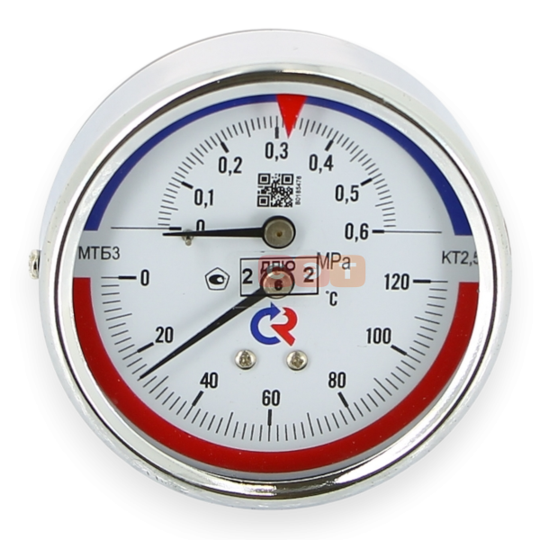 Термоманометр ТМТБ-31Т.1(0-120С)(0-0,6MPa)G1/2.2,5, (сзади), L-46мм