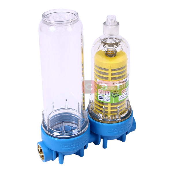 Двойная прозрачная колба 10" (Senior) с фильтром HYDRA DP MONO (SX, BX) 1"