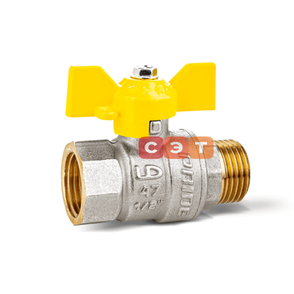 Кран шаровый газовый НР-ВР (бабочка) 1/2"  LD Pride