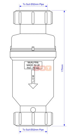 Клапан самозакрывающийся сливной ("сухой" сифон), 32 мм компрес., пакет