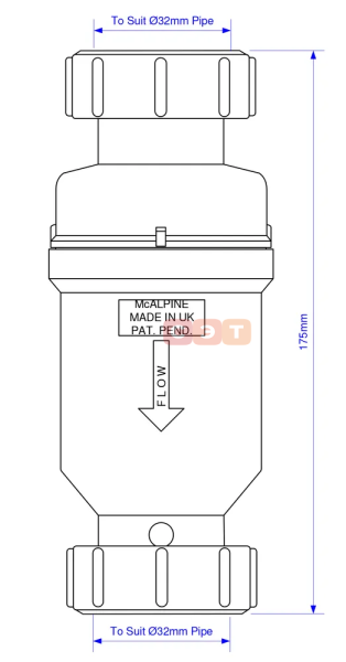 Клапан самозакрывающийся сливной ("сухой" сифон), 32 мм компрес., пакет