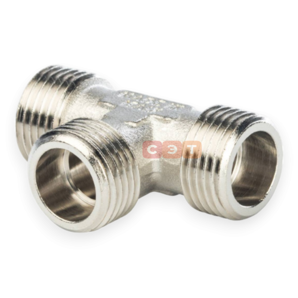 Тройник НР-НР-НР латунный (никелированный)  3/4" General Fittings