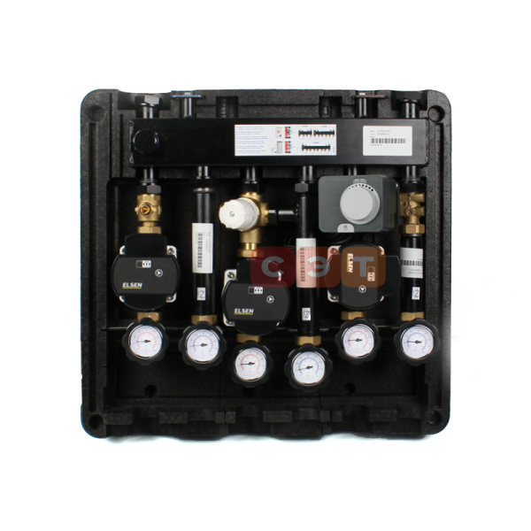 Комбинированная гребенка DN 20 с гидрострелкой 3 контура (с крепежом и теплоизоляцией, Q=2 м³/ч) Elsen