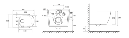 Инсталляция TECEbase +унитаз модель R (панель-прямоугольные кнопки, нержавеющая сталь, сатин)  /модуль, комплект крепежа, панель смыва,  изоляционная пластина/