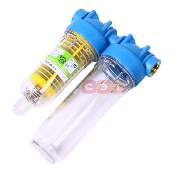 Двойная прозрачная колба 10" (Senior) с фильтром HYDRA DP MONO (SX, BX) 1"