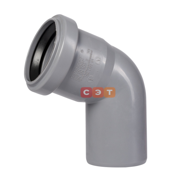 Отвод однораструбный 67* d  50  HTB (серый )