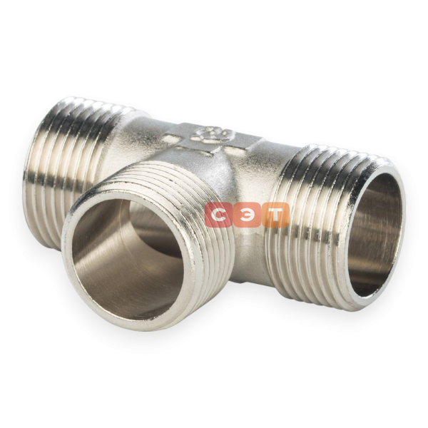 Тройник НР-НР-НР латунный (никелированный)  1/2" General Fittings