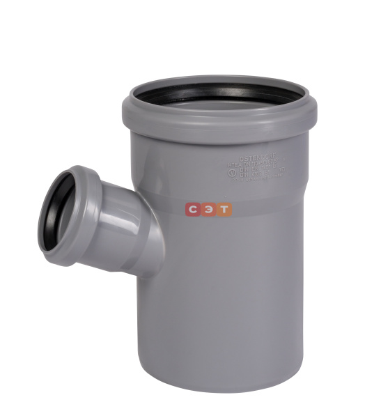 Тройник косой раструбный 67* 110 / 50 (СЕРАЯ)