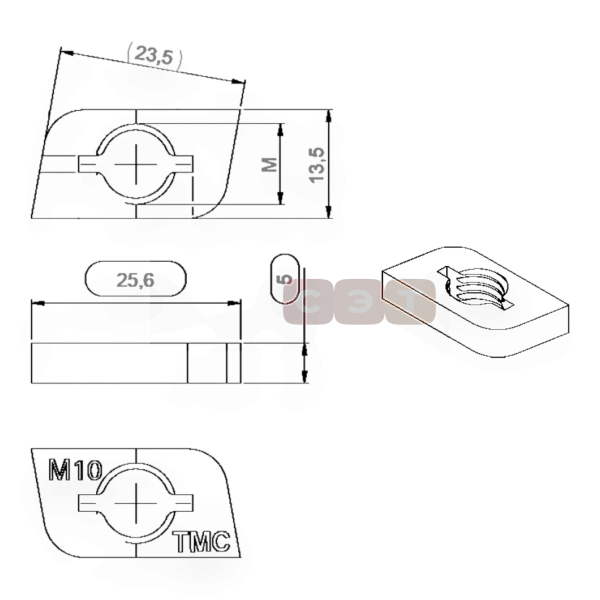 ТМС Rail Гайка канальная М8