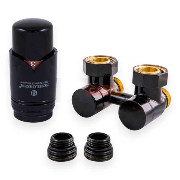 Комплект с термоголовкой Brilliant SH M30x1,5 (проходной, Черный, , 3/4 x M22x1,5) Нр1/2' x Вр1/2'