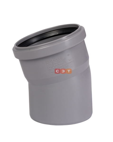 Отвод однораструбный 15* d 110  HTB (серый )