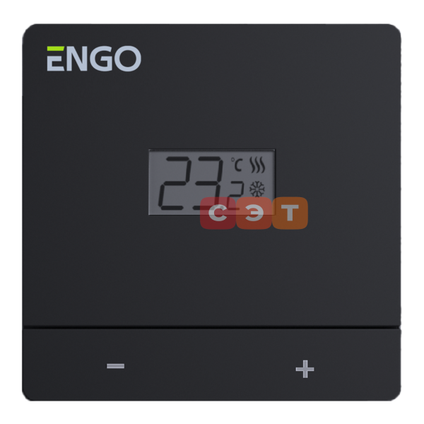 Проводной терморегулятор, накладной, на батарейках, черный Engo  EASY-BATB