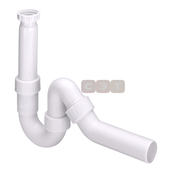 Сифон трубный для моек пластиковый (G 1"1/2х DN50, отвод под 45°) (Viega)