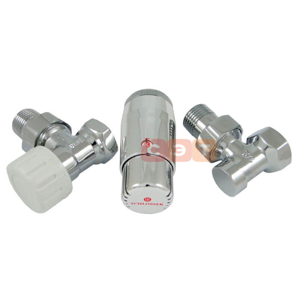 Комплект с термоголовкой Standart Мини M30x1,5 (угловой, Хром) Нр1/2' x Вр1/2'