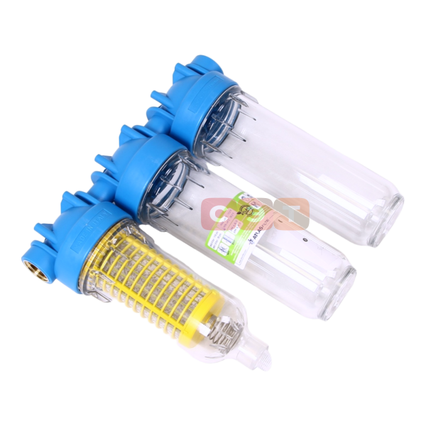 Тройная прозрачная колба 10" (Senior) с фильтром HYDRA DP DUO (SX, BX)  3/4"