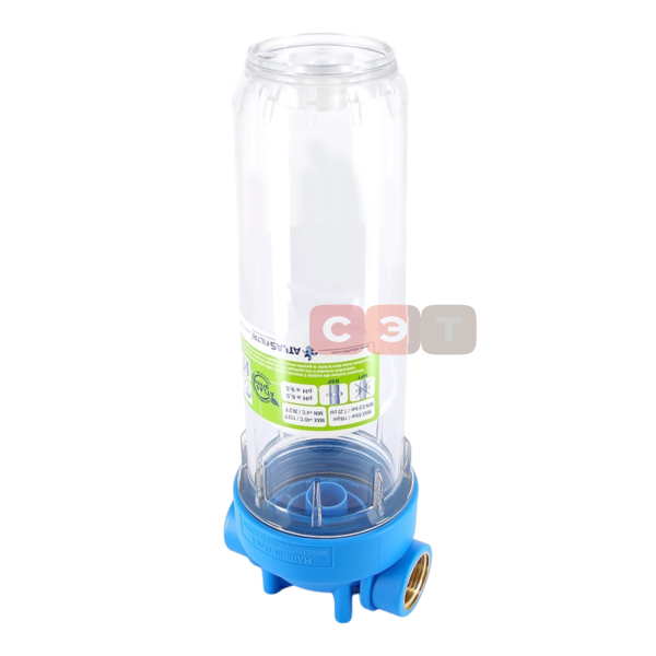 Одинарная прозрачная колба фильтра 10" (Senior) DP MONO 2P (SX, BX)1"