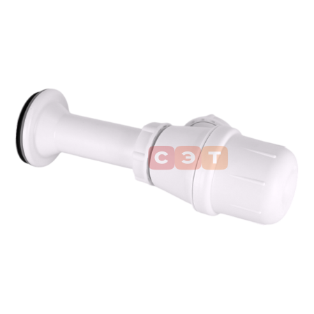 Сифон бутылочный для раковин пластиковый без патрубка (G 1"1/4х DN32, розетка - нерж. д50, пробка, без розетки) (Viega)