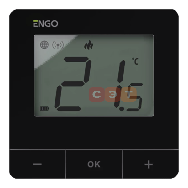 Умный терморегулятор ZigBee/868 МГц, 2хАА, черный Engo  E25-BATB