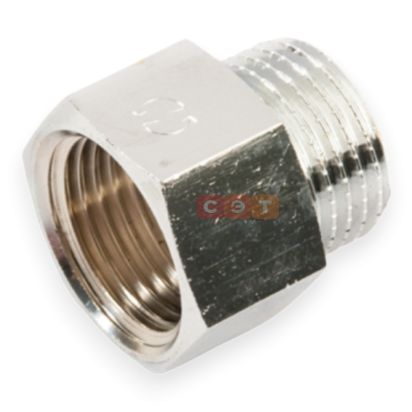 Удлинительная гайка (6ти гранная) латунная (никелированная)  1/2" х 40  General Fittings
