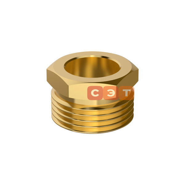 Переход из латуни под плоское уплотнение 1'1/2"НР-1 1/4"ВР