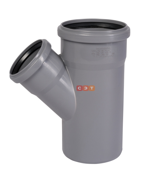 Тройник косой  раструбный 45* 110 / 75 (СЕРАЯ)