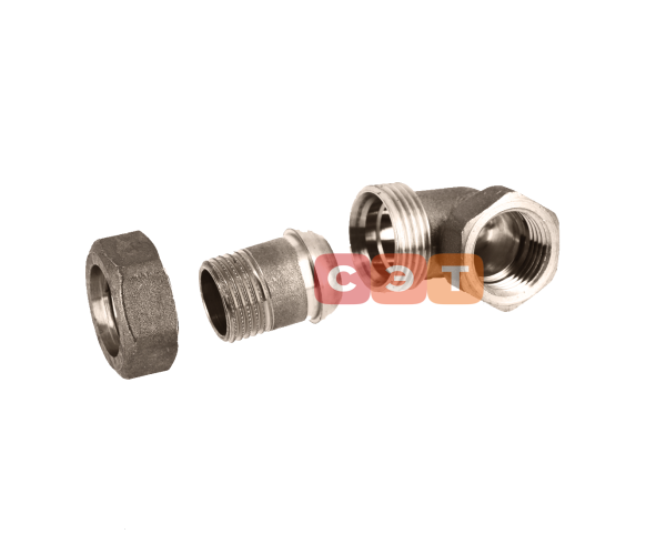 Американка угловая (БЕЗ прокладки) НР-ВР латунная (никелированная) 1" General Fittings
