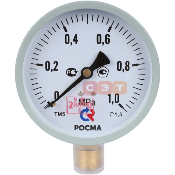 Манометр ТМ-510Р.00(0-1,0 MPa)G1/2.1,5.М2  /резьба G1/2 (снизу), класс точности 1,5/