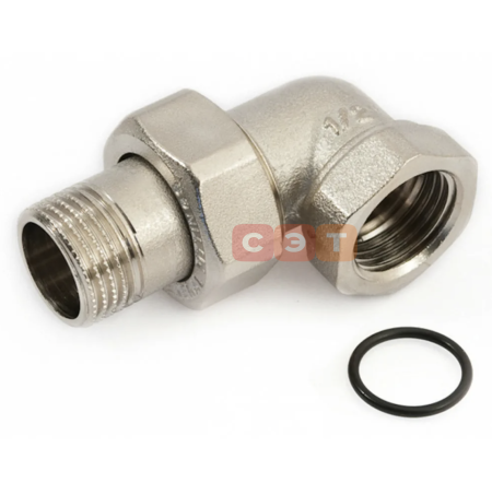 Американка угловая НР-ВР (с O-Ring) латунная (никелированная) 1" 1/2 General Fittings