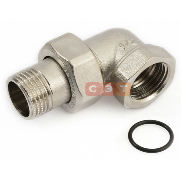 Американка угловая НР-ВР (с O-Ring) латунная (никелированная)  1/2" General Fittings