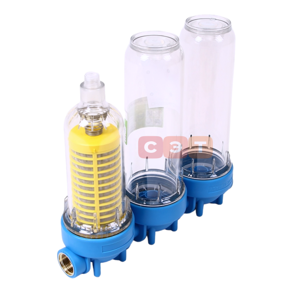 Тройная прозрачная колба 10" (Senior) с фильтром HYDRA DP DUO (SX, BX)  3/4"