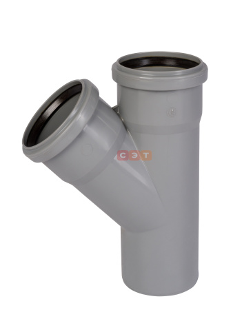 Тройник косой  раструбный 45*  75 / 75  HTEA ( серый )