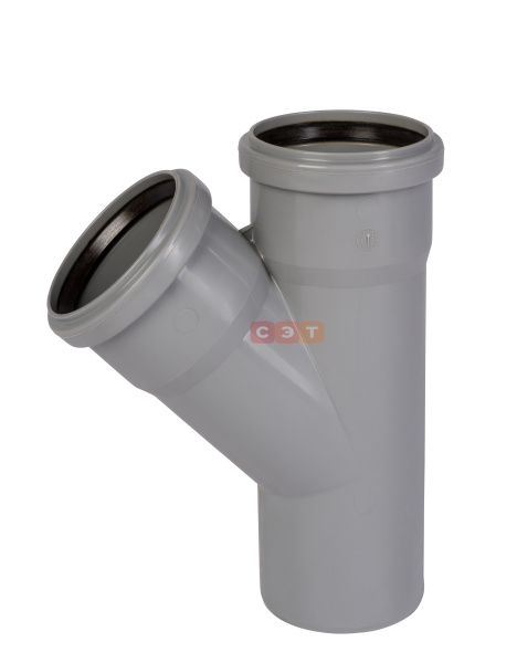 Тройник косой  раструбный 45*  75 / 75  HTEA ( серый )