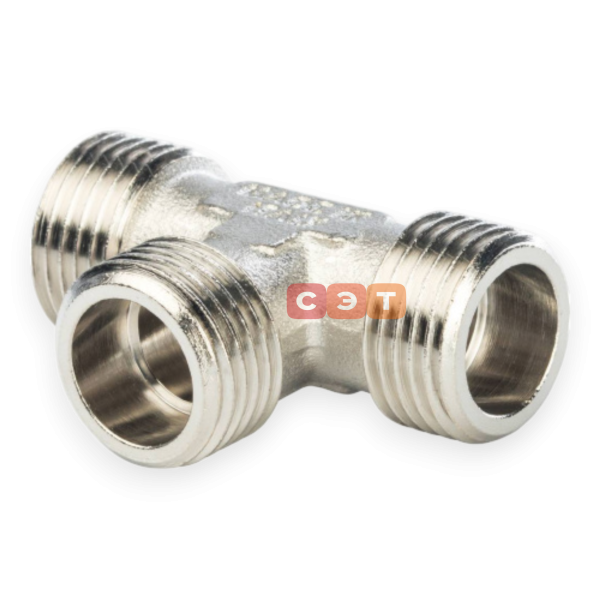 Тройник НР-НР-НР латунный (никелированный)  3/4" General Fittings